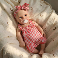 12-Inch Bettie Reborn Silicone Doll with Pink Plaid Camisole Set