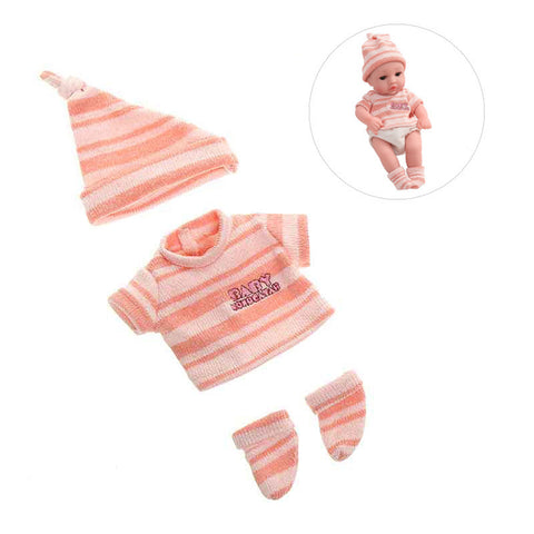 Pink Stripe Cloth With Hat for 12 Inches/30cm Reborn Dolls