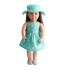 18 inch American Girl Doll Floral Dress With Hat