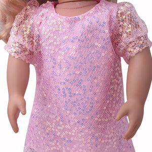 18 inch American Girl Sequined Mesh Princess Dress With Hair Band