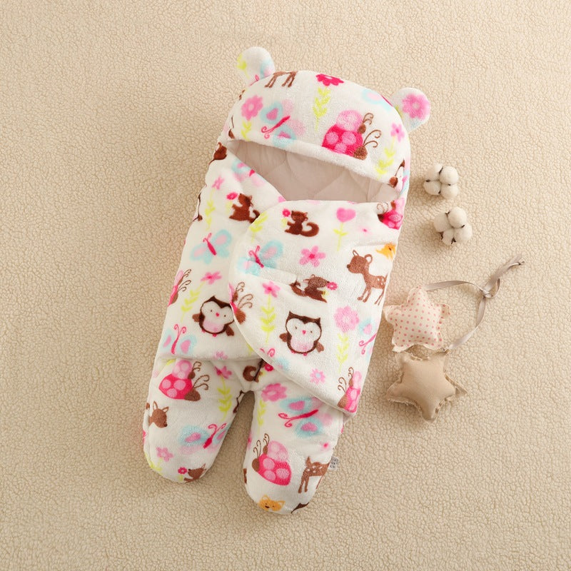 Flannel Split Legs Small Animals Printed Sleeping Bag For 16-24 Inches Reborn Dolls
