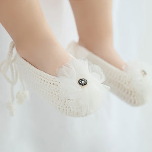 Lace Soft-soled Knitted Shoes for 17-24 Inches Reborn Dolls