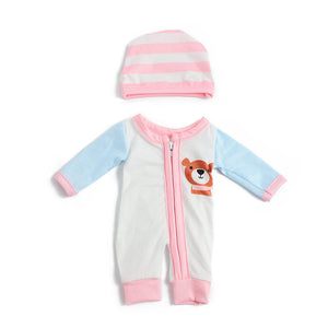Pink Bear Printed Cute Doll Clothes with Hat for 12 Inches/30cm Reborn Dolls