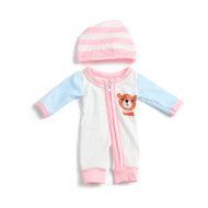 Pink Dog Printed Cute Doll Clothes with Hat for 12 Inches/30cm Reborn Dolls