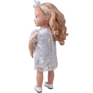 18 inch American Girl Sequined Mesh Princess Dress With Hair Band