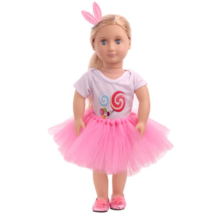 18 inch American Girl  T-shirt and Skirt With Hairpin