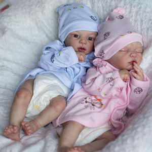 17'' Twin Sisters Little Katia and Belinda Reborn Baby Doll Girl,Quality Realistic Handmade Babies Dolls Toy