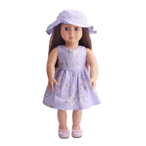 18 inch American Girl Doll Floral Dress With Hat