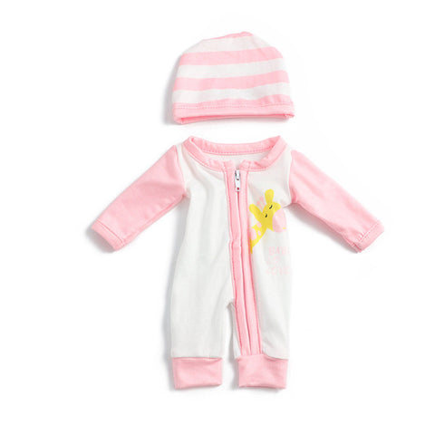 Pink Rabbit Printed Cute Doll Clothes with Hat for 12 Inches/30cm Reborn Dolls