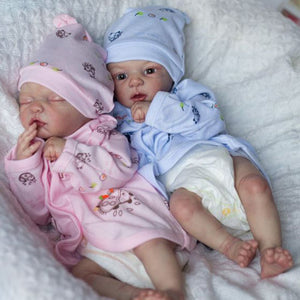 17'' Twin Sisters Little Katia and Belinda Reborn Baby Doll Girl,Quality Realistic Handmade Babies Dolls Toy