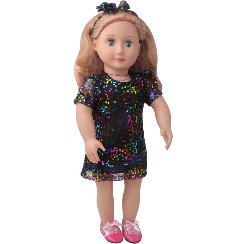 18 inch American Girl Sequined Mesh Princess Dress With Hair Band