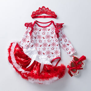 4-Piece Snowflake Christmas Dress for 21/22/23 Inches Reborn Doll