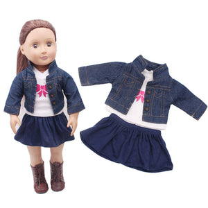 18 inch American Girl Doll Clothes Suit Denim Clothes and Short Skirt