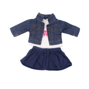 18 inch American Girl Doll Clothes Suit Denim Clothes and Short Skirt