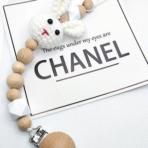 Cute Cartoon Rabbit Wooden Pacifier Chain