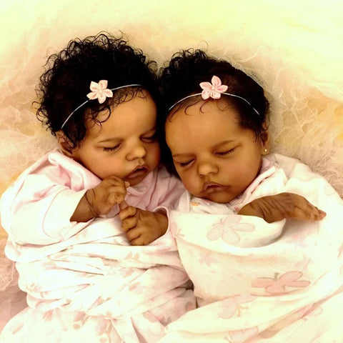 17" Real Lifelike Twin Sister Johan and Lloyd Reborn Baby Doll Girl