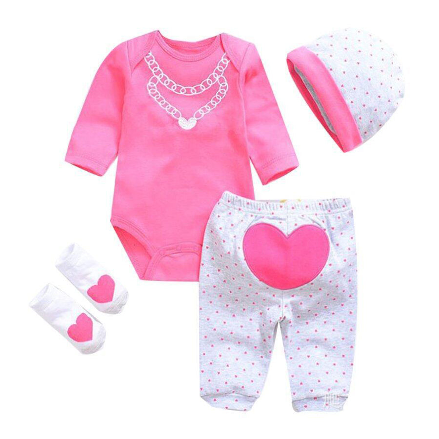 Pink Heart Printed Doll Clothes for 20-22 Inches Reborn Dolls