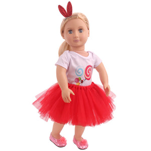 18 inch American Girl  T-shirt and Skirt With Hairpin