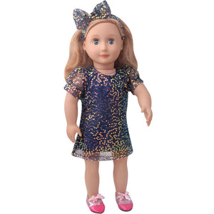 18 inch American Girl Sequined Mesh Princess Dress With Hair Band