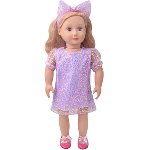 18 inch American Girl Sequined Mesh Princess Dress With Hair Band