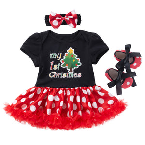 3-Piece Cute Polk Dot Christmas Dress for 21/22/23 Inches Reborn Doll