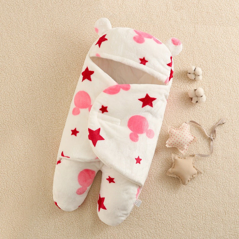 Flannel Split Legs Pink Stars Printed Sleeping Bag For 16-24 Inches Reborn Dolls