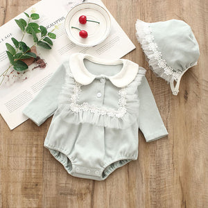 Cotton Long Sleeve Doll Collar Doll Bodysuit With Hat for 20-22 Inch Reborn Dolls