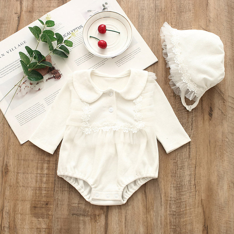Cotton Long Sleeve Doll Collar Doll Bodysuit With Hat for 20-22 Inch Reborn Dolls