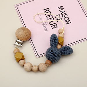Cute Cartoon Rabbit Wooden Pacifier Chain