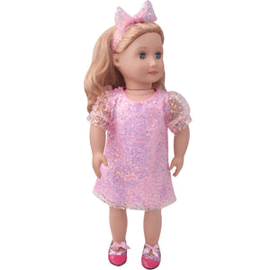 18 inch American Girl Sequined Mesh Princess Dress With Hair Band