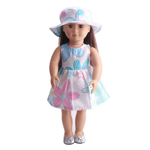 18 inch American Girl Doll Floral Dress With Hat