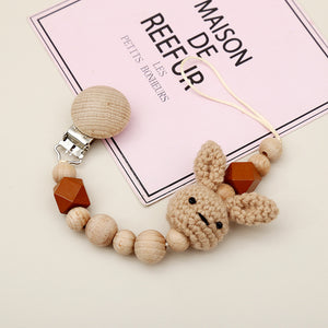Cute Cartoon Rabbit Wooden Pacifier Chain