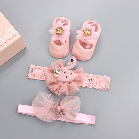 Swan Headbands and Socks 3-Piece Set
