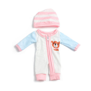 Pink Bear Printed Cute Doll Clothes with Hat for 12 Inches/30cm Reborn Dolls