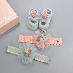 Swan Headbands and Socks 3-Piece Set
