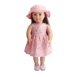 18 inch American Girl Doll Floral Dress With Hat