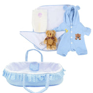 Blue Suit With Bear Doll and Cradle For Boys Dolls 43-45 cm