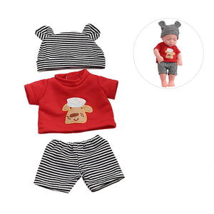 Red Stripe Clothes With Hat for 12 Inches/30cm Reborn Dolls