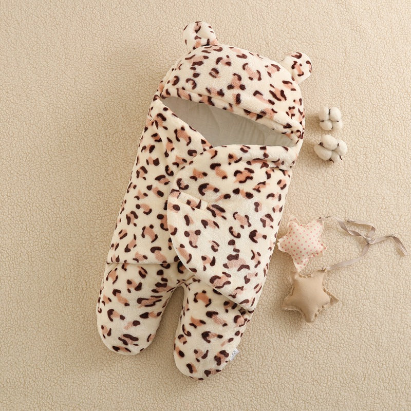 Flannel Split Legs Leopard Sleeping Bag For 16-24 Inches Reborn Dolls